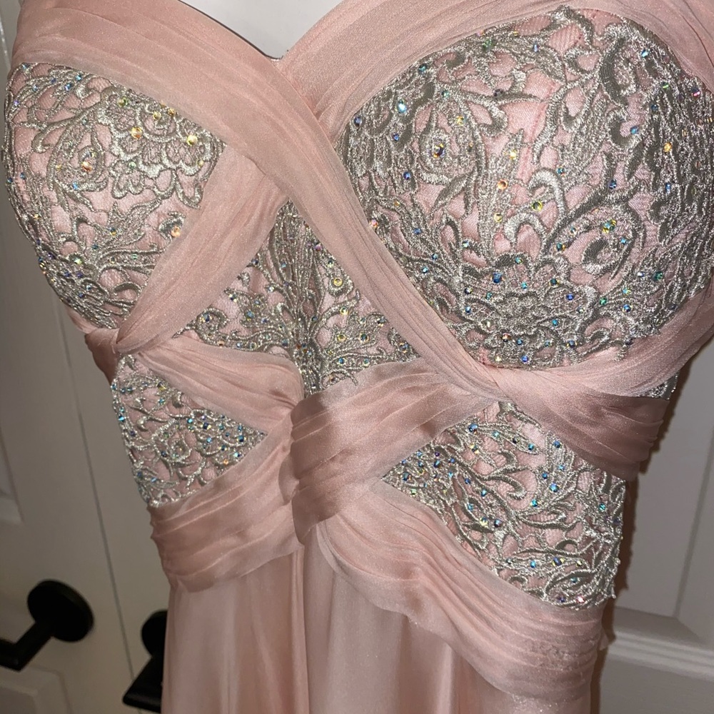 Light pink formal strapless dress worn once